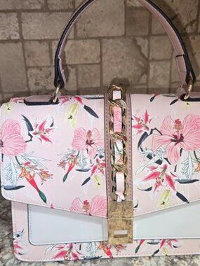 Aldo Pink Floral Top Handle Shoulder Crossbody Tote Bag, size 9x4x9
